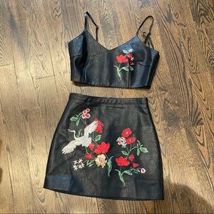 Black Leather Two-Piece Set